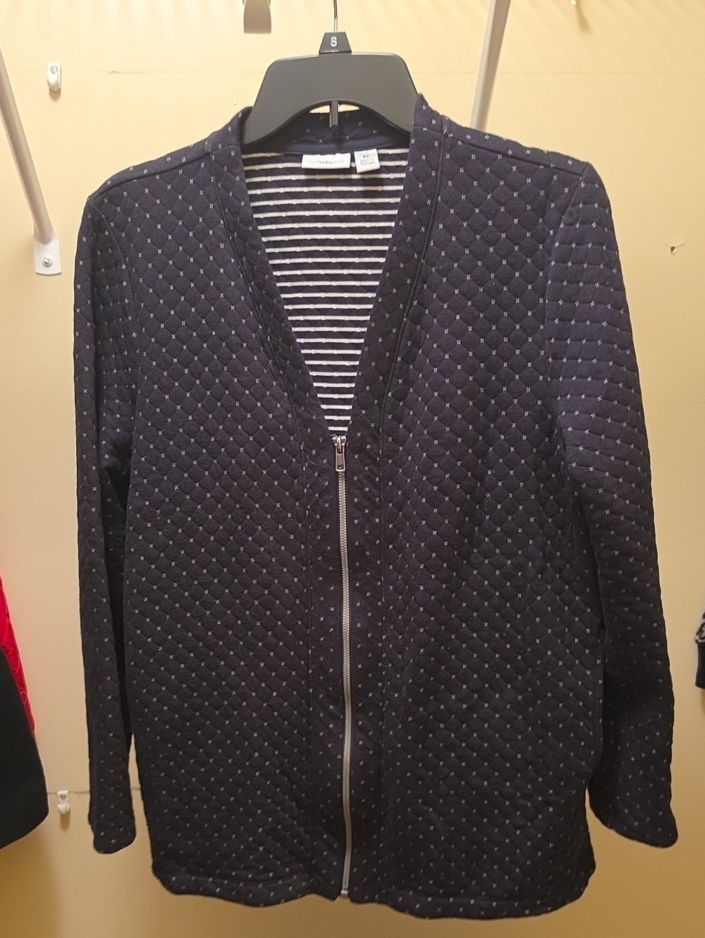 croft & barrow Navy Quilted Zip-Front Bomber Jacket